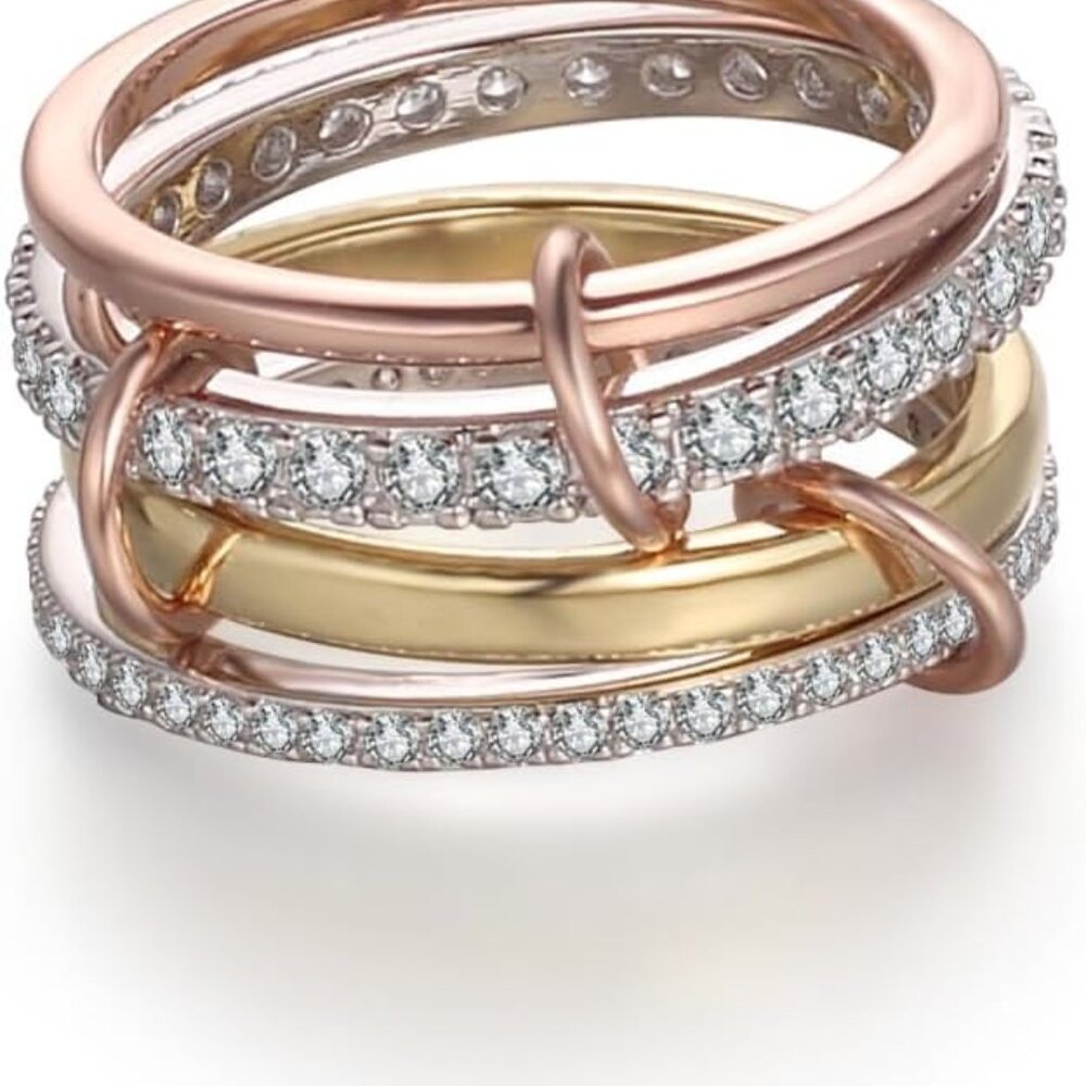 Trendy 18k Gold Plated Stackable Rings Set - Non … - image 1
